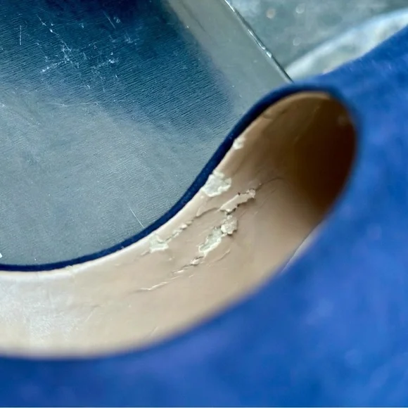 Saks Fifth Avenue Navy Blue Suede Heels - Picture 5 of 9